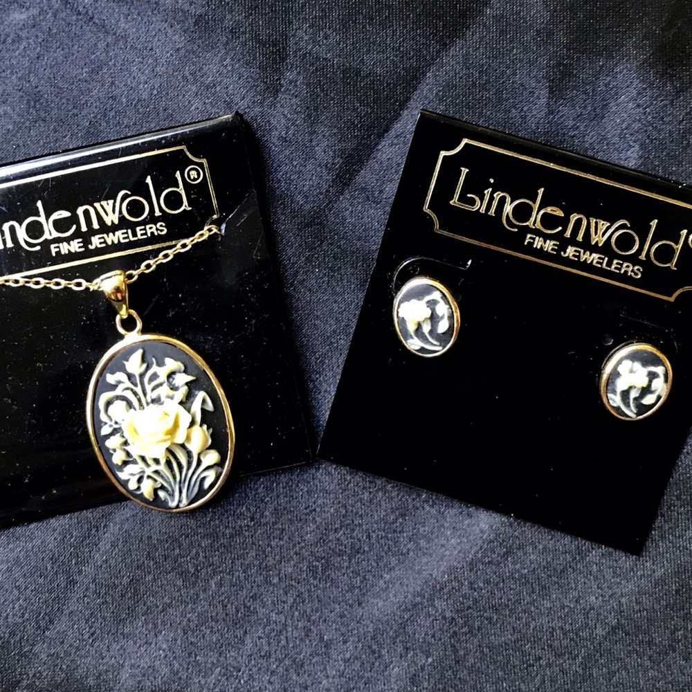 Vintage Lindenwold Floral Cameo Set